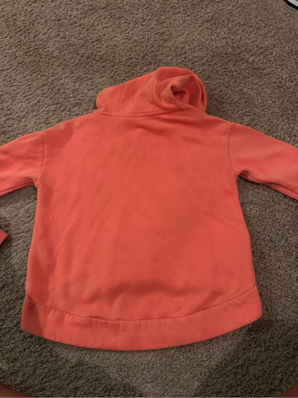 Nike Women's Coral-Orange Cowl Hoodie with White Logo